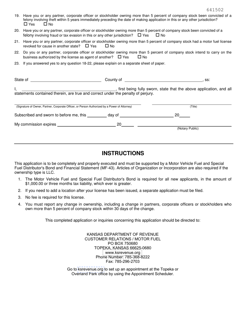 Form Mf-42 - Fill Out, Sign Online And Download Fillable Pdf, Kansas 