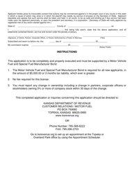 Form MF-169 Application for Motor Vehicle Fuel and Special Fuel Manufacturer License - Kansas, Page 2