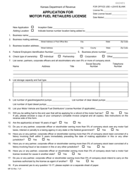 Document preview: Form MF-53 Application for Motor Fuel Retailers License - Kansas