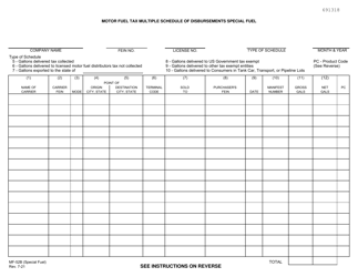 Form MF-52B (SPECIAL FUEL) Motor Fuel Tax Multiple Schedule of Disbursements Special Fuel - Kansas