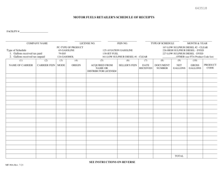 Form MF-90A Motor Fuels Retailer&#039;s Schedule of Receipts - Kansas