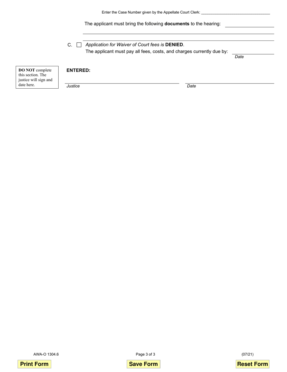 Form AWA-O1304.6 Order for Waiver of Court Fees - Illinois, Page 3