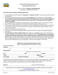 Document preview: DNR Form 542-0141 Application for Lake Wapello State Park Deer License - Iowa