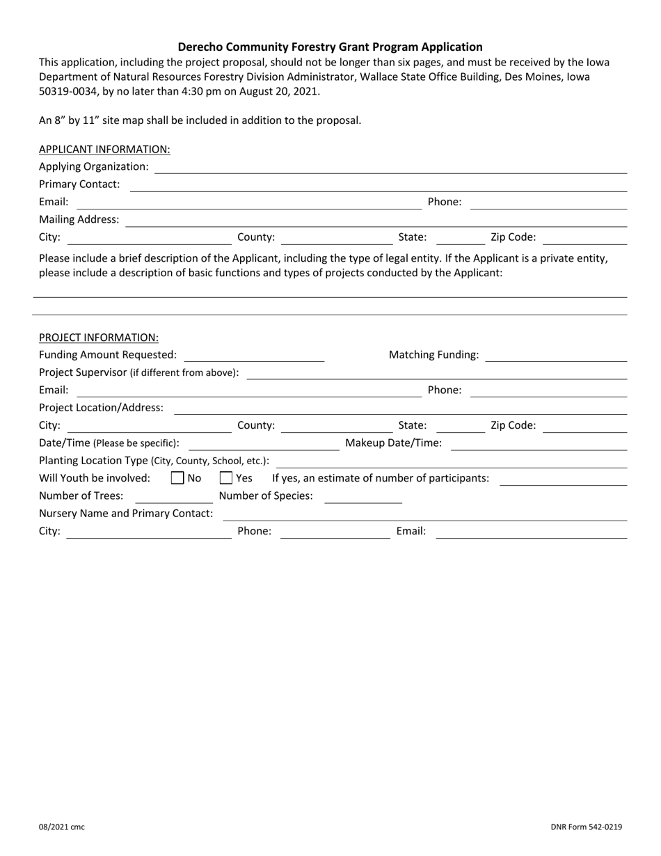 DNR Form 542-0219 Derecho Community Forestry Grant Program Application - Iowa, Page 3