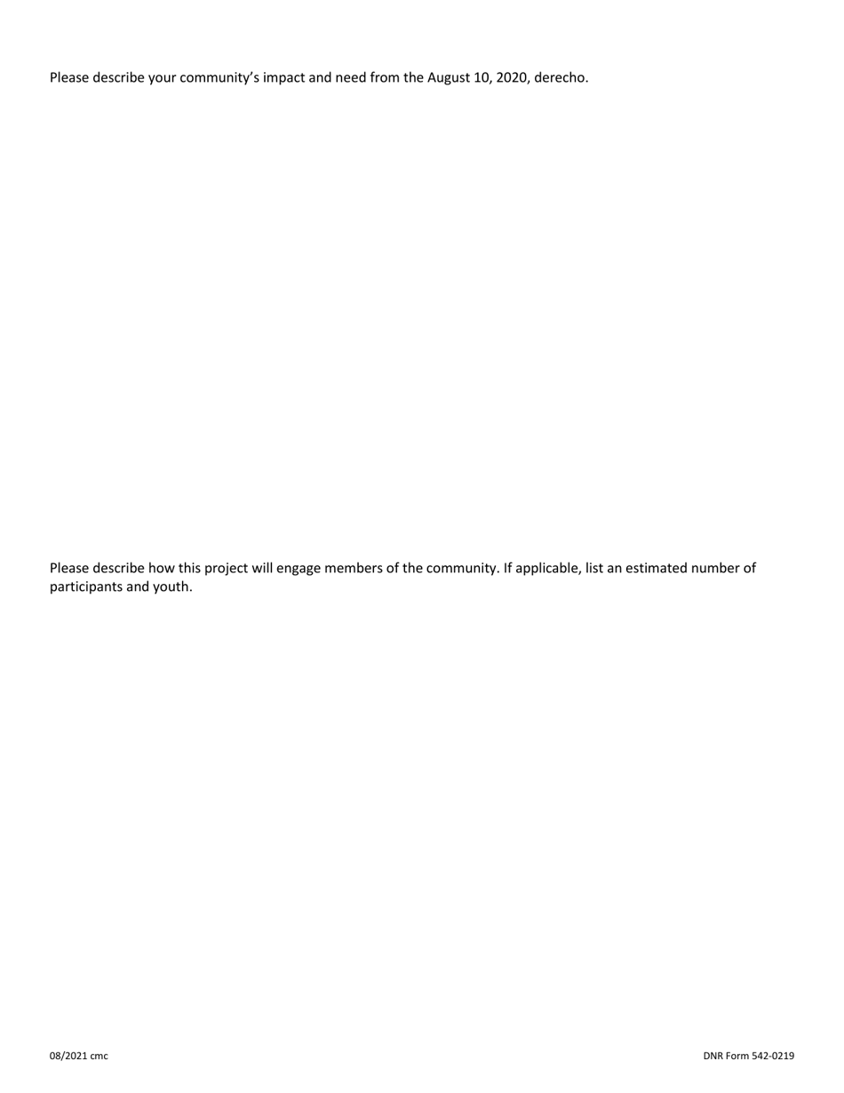 DNR Form 542-0219 Derecho Community Forestry Grant Program Application - Iowa, Page 5