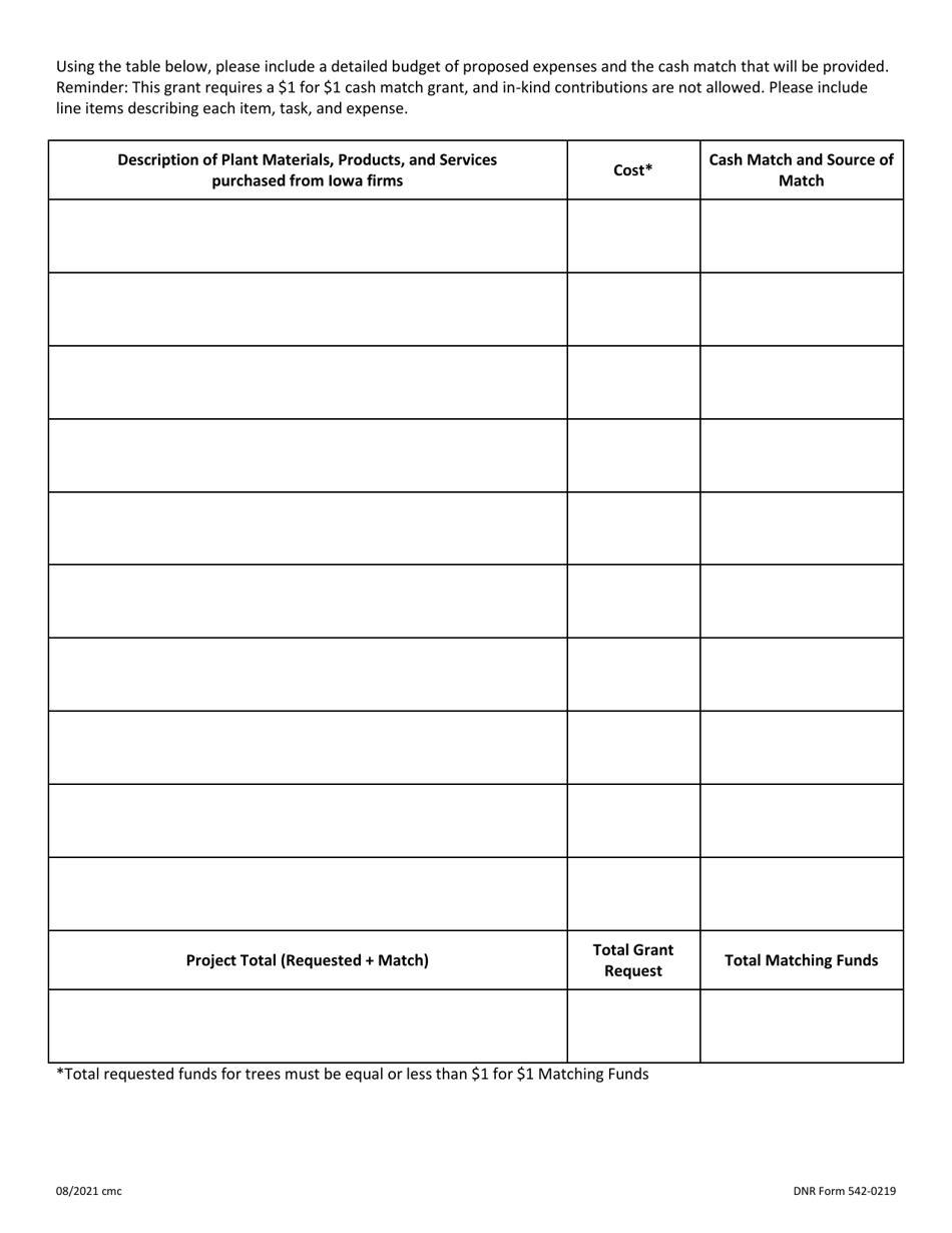 DNR Form 542-0219 Derecho Community Forestry Grant Program Application - Iowa, Page 6