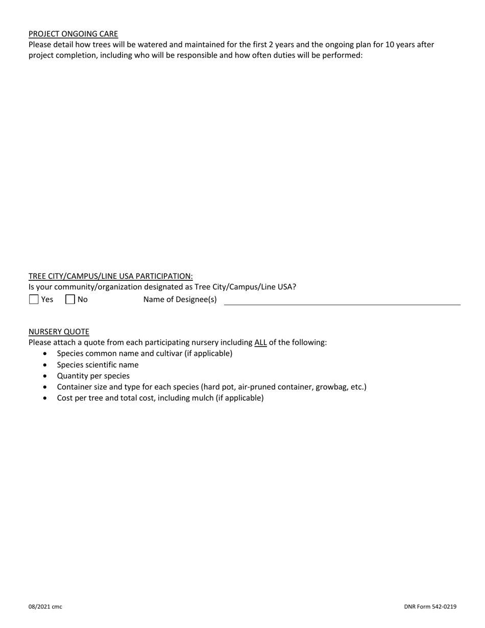 DNR Form 542-0219 Derecho Community Forestry Grant Program Application - Iowa, Page 7