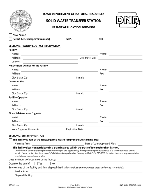 DNR Form 50B (542-1603)  Printable Pdf