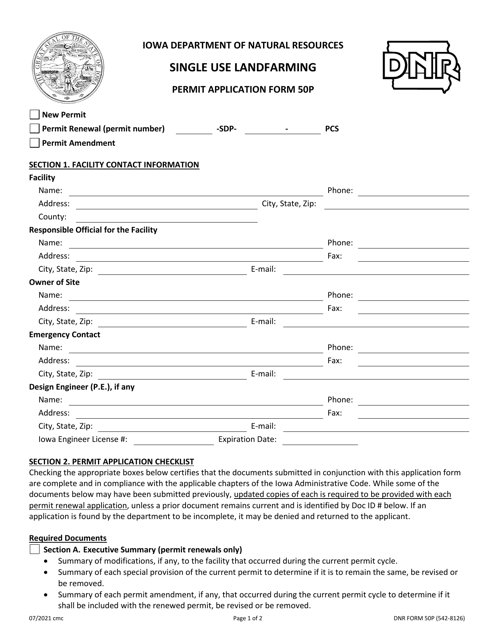 DNR Form 50P (542-8126)  Printable Pdf