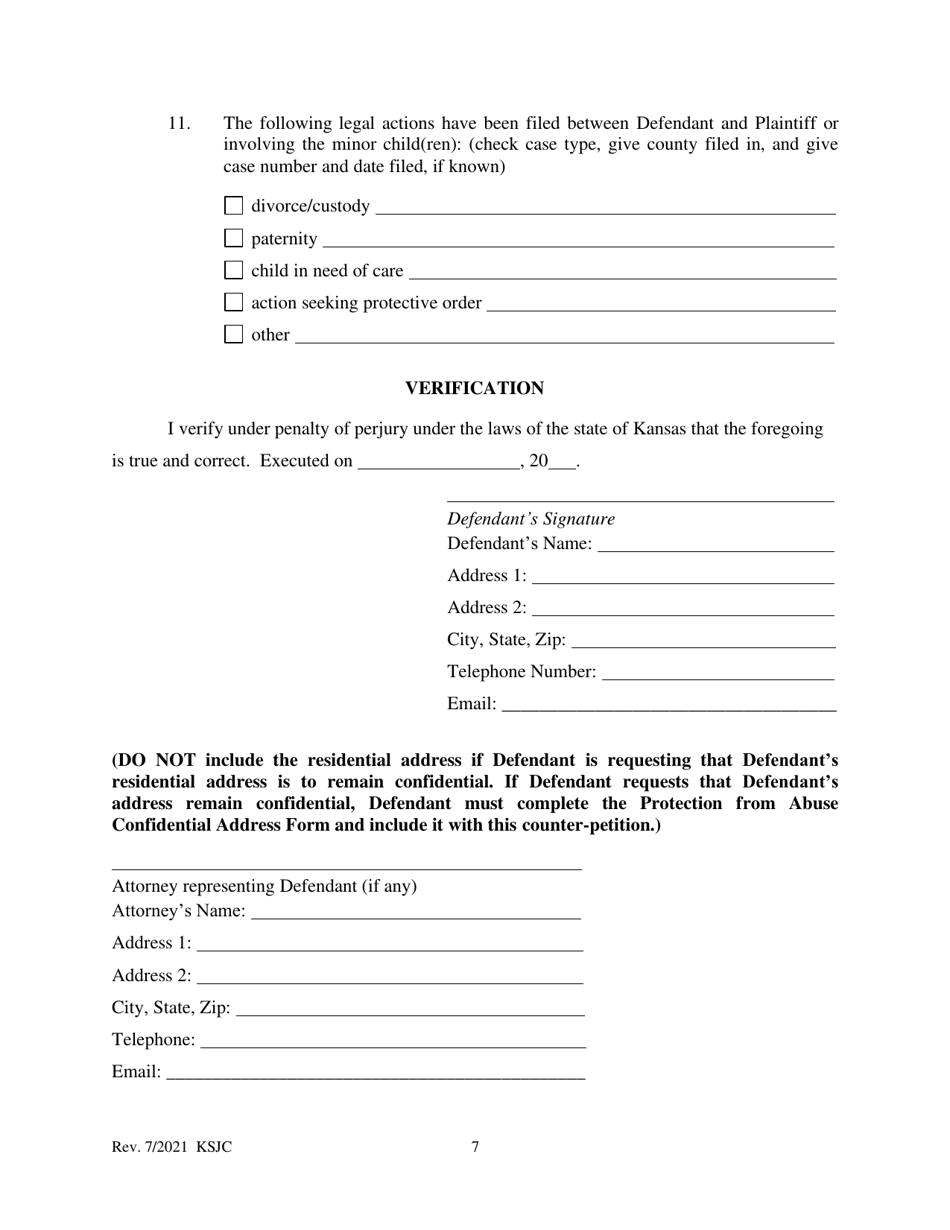 Counter Petition for Protection From Abuse Order - Kansas, Page 7