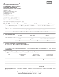 Form BCA2.10 (2A) Articles of Incorporation (Close Corporation) - Illinois