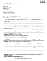 Document preview: Form BCA2.10 (PSCA) Articles of Incorporation (Professional Service Corporation) - Illinois