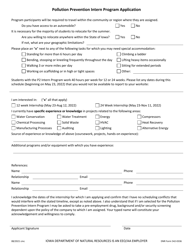 DNR Form 542-0336 Pollution Prevention Intern Program Application - Iowa, Page 2