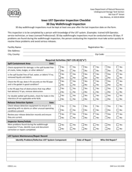 Document preview: DNR Form 542-0398 Iowa Ust Operator Inspection Checklist 30 Day Walkthrough Inspection - Iowa