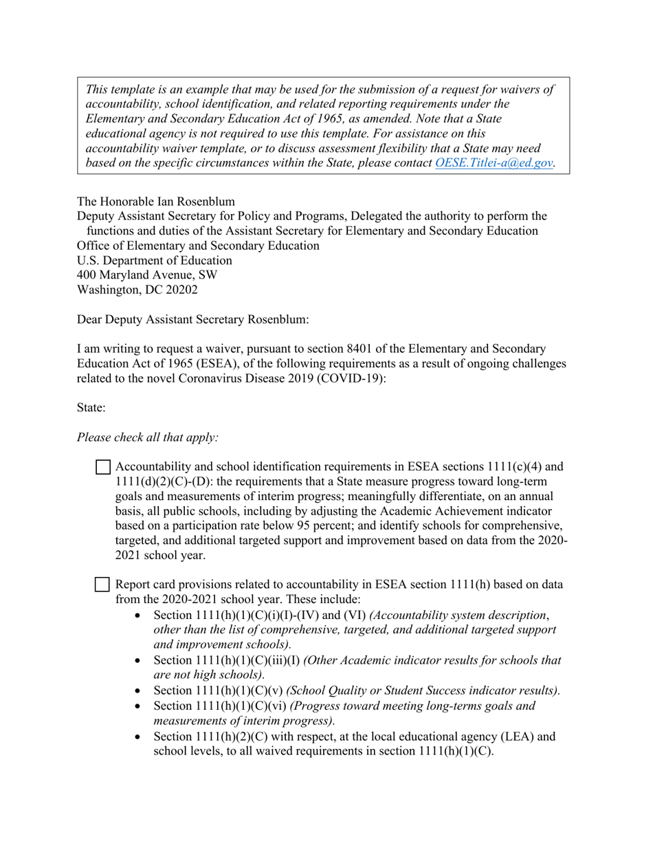 Accountability Waiver Template, Page 1