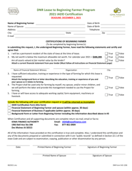 DNR Form 542-1206 Iadd Certification - DNR Lease to Beginning Farmer Program - Iowa