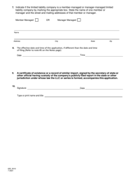 Form 635_0010 Limited Liability Company Application for Certificate of Authority - Iowa, Page 2