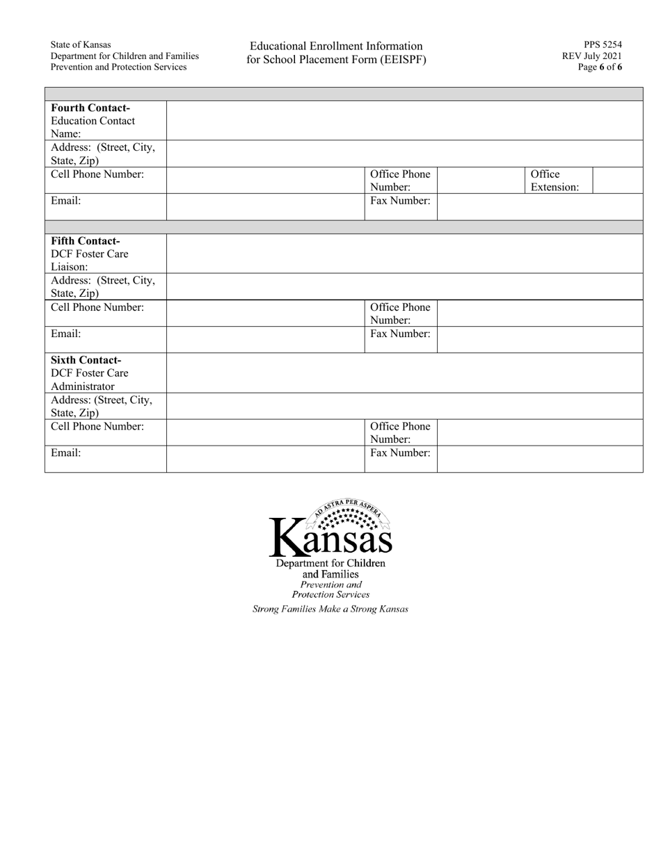 Form PPS5254 Educational Enrollment Information for School Placement Form (Eeispf) - Kansas, Page 6