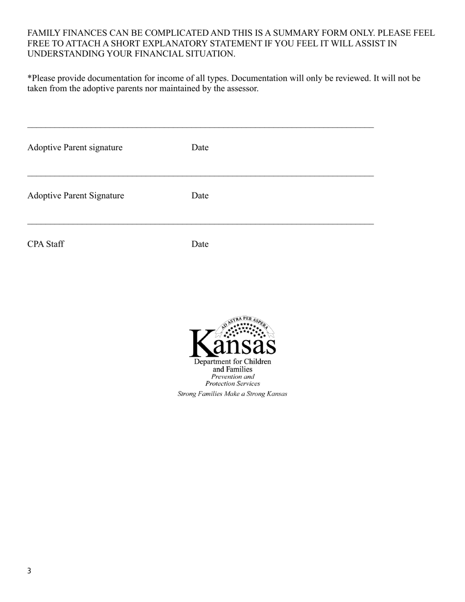 Form PPS5318A Adoptive Family Budget - Kansas, Page 3