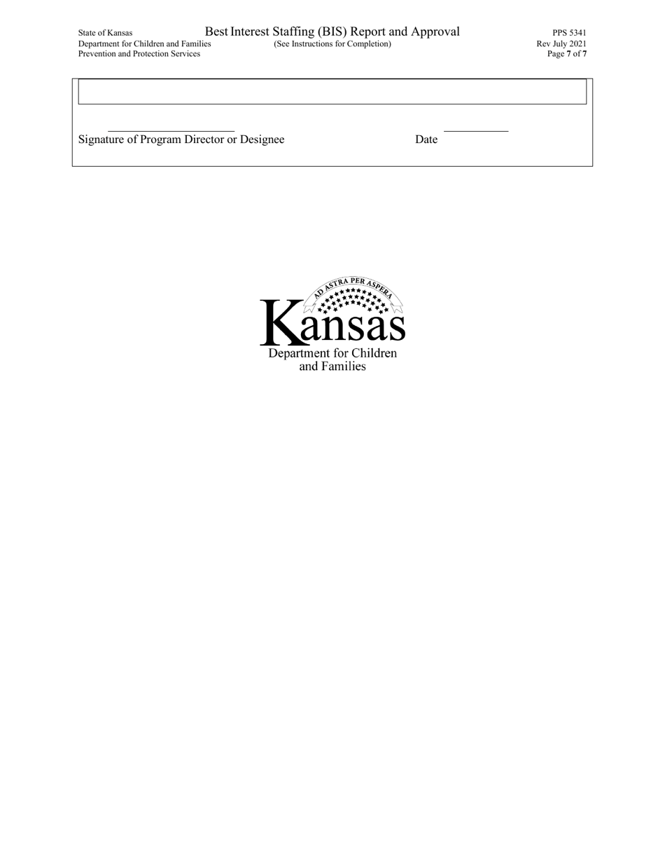 Form PPS5341 Best Interest Staffing (Bis) Report and Approval - Kansas, Page 7