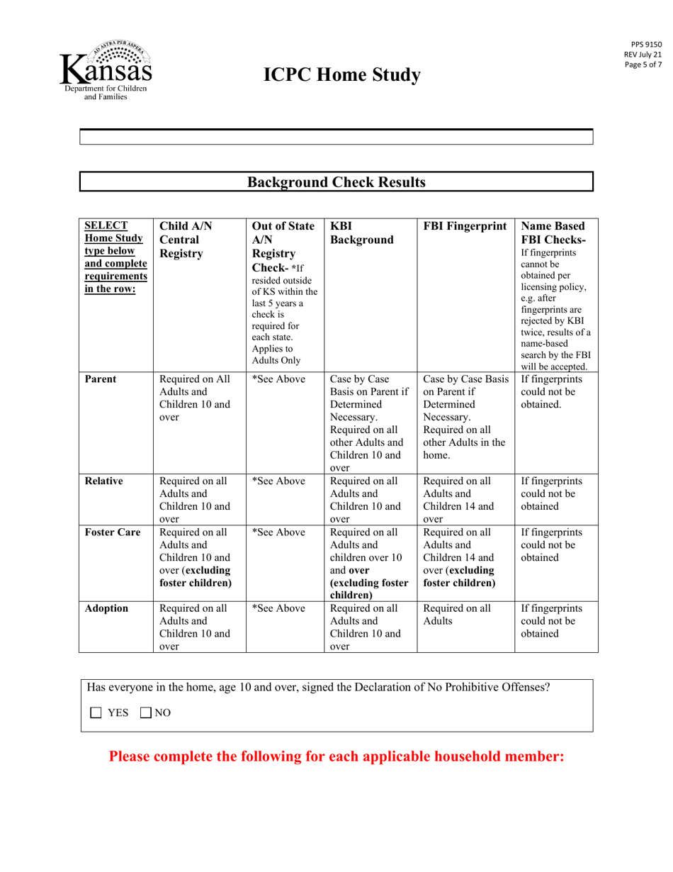 Form PPS9150 Icpc Home Study - Kansas, Page 5