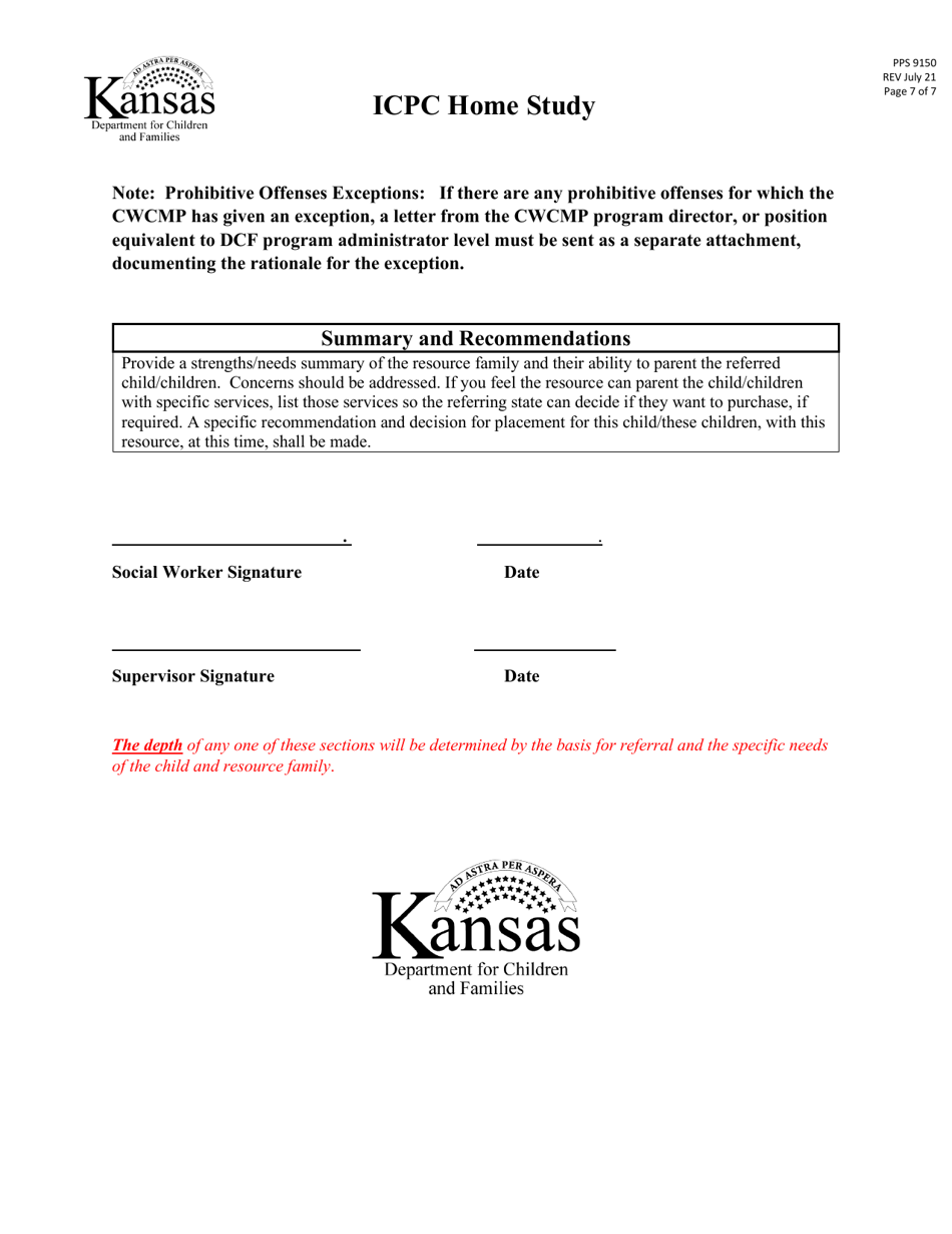Form PPS9150 Icpc Home Study - Kansas, Page 7