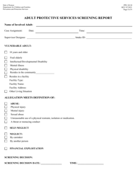 Document preview: Form PPS10110 Adult Protective Services Screening Report - Kansas