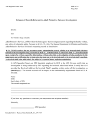 Form PPS10211 Release of Records Relevant to Adult Protective Services Investigation - Kansas