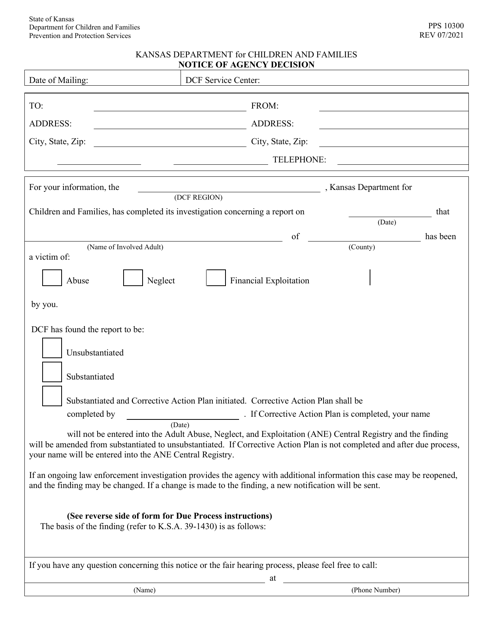 Form PPS10300 Notice of Agency Decision - Kansas