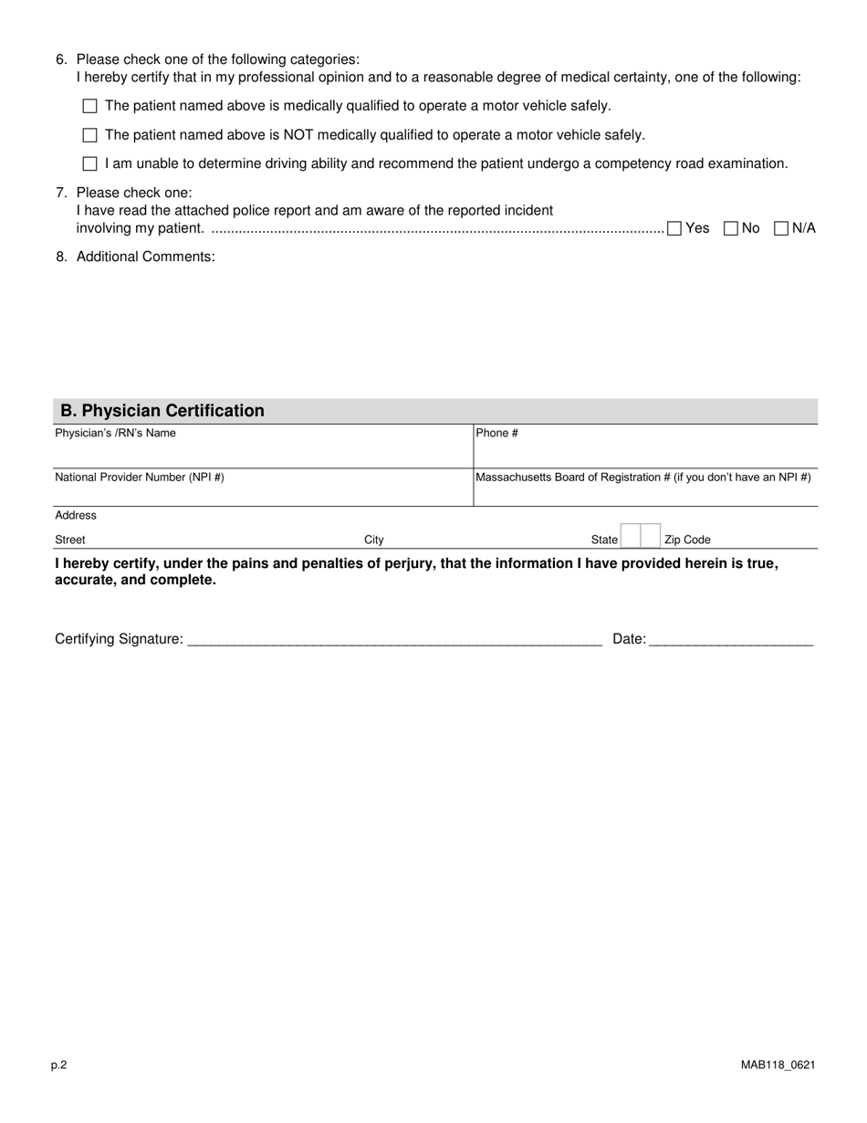 Form Mab118 Download Fillable Pdf Or Fill Online Psychiatric Evaluation Form Massachusetts 2018 1941