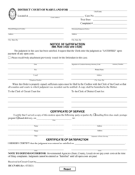 Form DC-CV-031 Notice of Satisfaction - Maryland