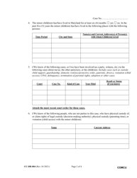 Form CC-DR-004 Complaint for Custody - Maryland, Page 2