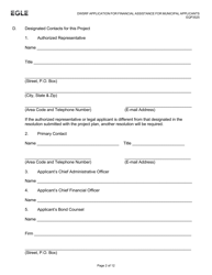Form EQP3525 Drinking Water State Revolving Fund (Dwsrf) Application for Financial Assistance for Municipal Applicants - Michigan, Page 2