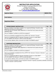 Form BFS-209 Instructor Application - Michigan