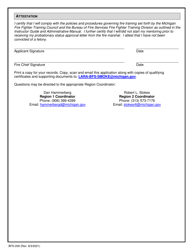Form BFS-209 Instructor Application - Michigan, Page 2