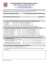 Document preview: Form BFS-244 Fire Department Training Needs Survey - Michigan