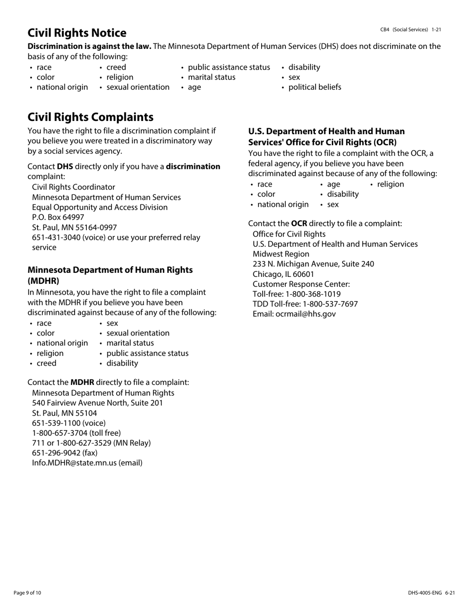 Form DHS-4005-ENG Telephone Equipment Distribution Program Application - Minnesota, Page 9