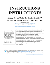 Form OFP101 Instructions - Asking for an Order for Protection (Ofp) - Minnesota (English/Spanish)