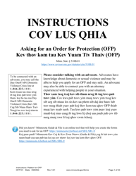 Document preview: Form OFP101 Instructions - Asking for an Order for Protection (Ofp) - Minnesota (English/Hmong)