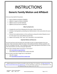 Form FAM601 Instructions - Generic Family Motion and Affidavit - Minnesota
