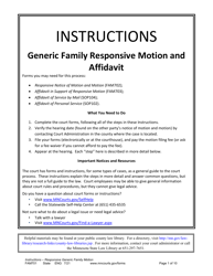 Form FAM701 Instructions - Generic Family Responsive Motion and Affidavit - Minnesota
