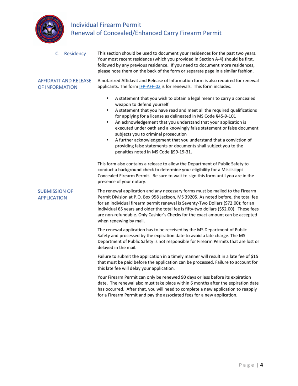 Download Instructions for Form IFPAPP02 Renewal of Ms Concealed