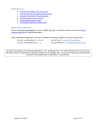 Mi Consumer Financial Services Class I License New Application Checklist (Company) - Michigan, Page 2