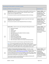 Mi Money Transmitter License New Application Checklist (Company) - Michigan, Page 8