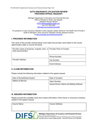 Form FIS2356 Auto Insurance Utilization Review Provider Appeal Request - Michigan