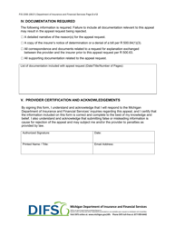 Form FIS2356 Auto Insurance Utilization Review Provider Appeal Request - Michigan, Page 2