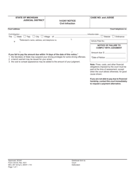 Form CIA03 &quot;14-day Notice - Civil Infraction&quot; - Michigan