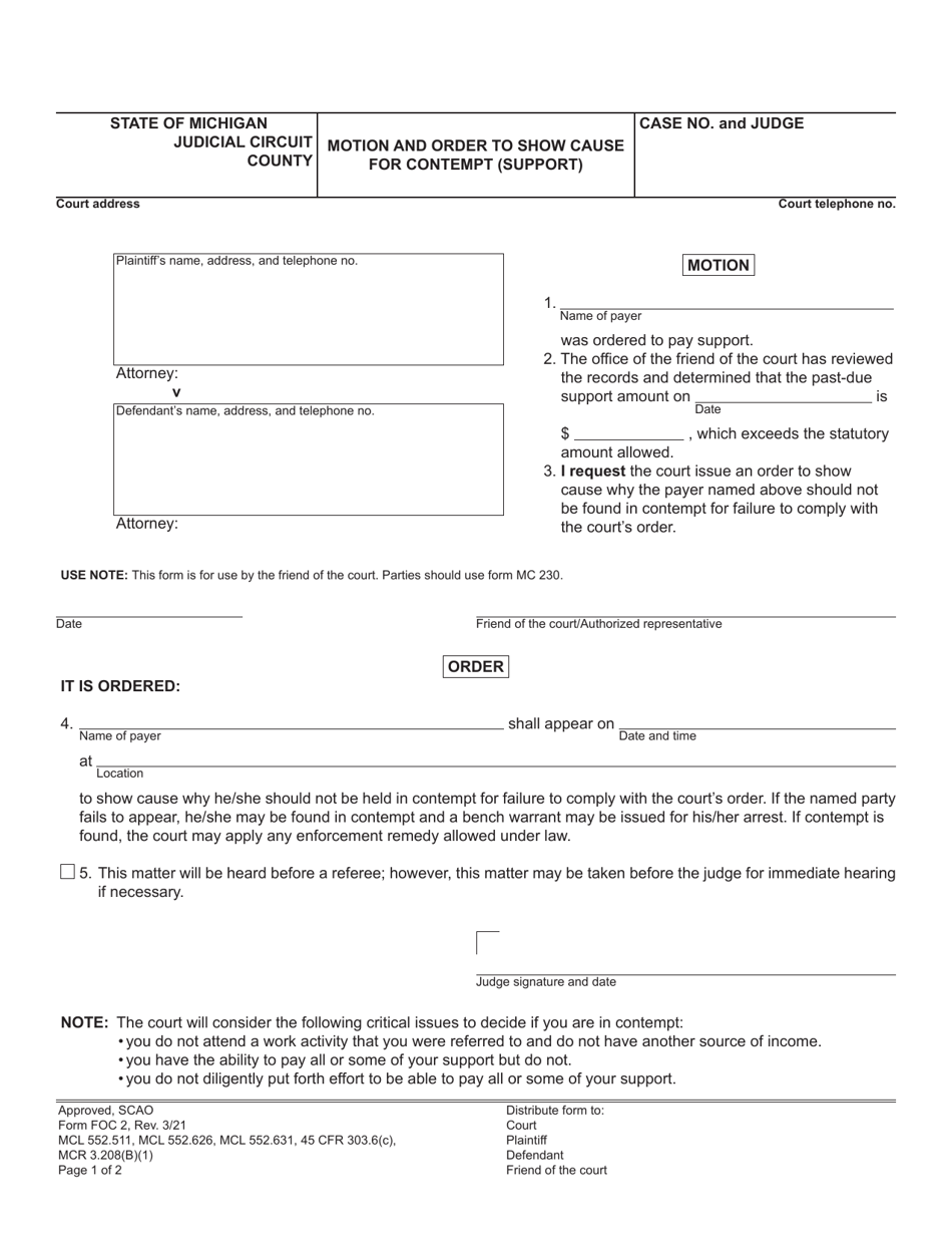 Form FOC2 Download Fillable PDF or Fill Online Motion and Order to Show ...