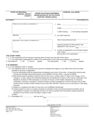 Form FOC30A Order Vacating/Confirming Registration of Out-of-State Support Order (Uifsa) - Michigan