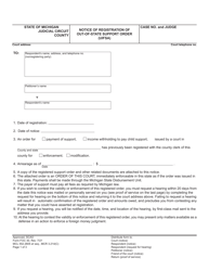 Form FOC30 &quot;Notice of Registration of Out-of-State Support Order (Uifsa)&quot; - Michigan